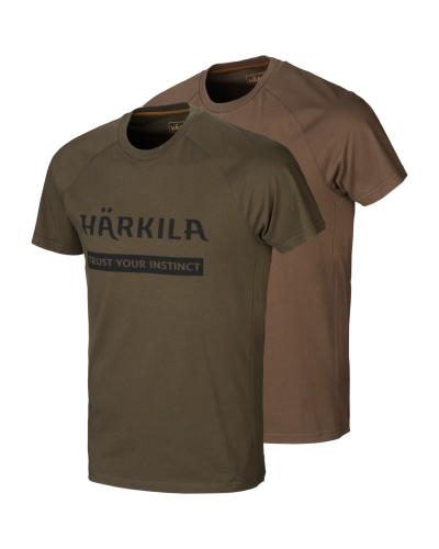 Koszulka T-shirt Härkila Logo 2pak zielona/brązowa