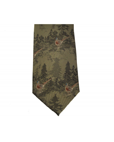 Krawat w stylu  myśliwskim Skogen, haft bażanty