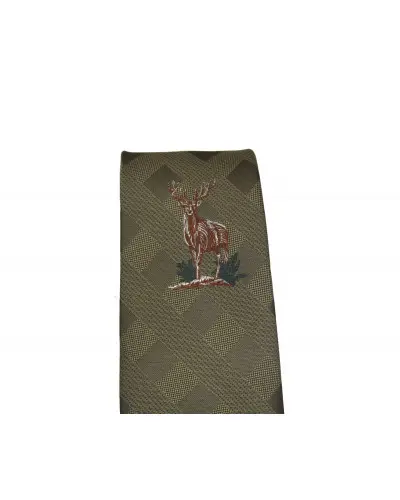 Krawat w stylu myśliwskim, haft jelenia